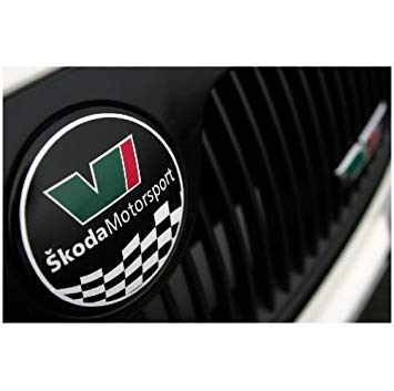Green White Red L Logo - Skoda Motorsport Emblem decal 1pcs. 79 mm white Ð black Ð red