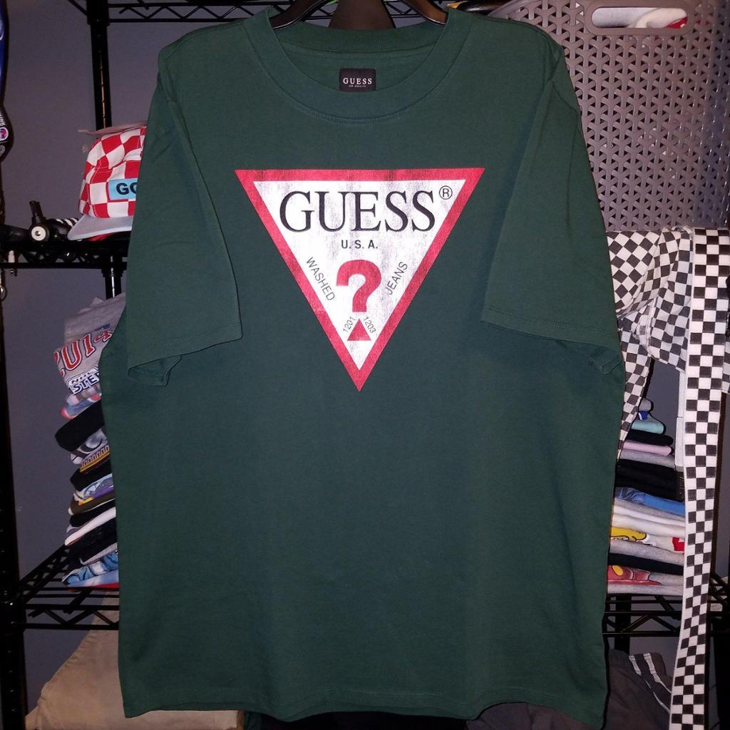 Green White Red L Logo - Guess Los Angeles Forest Green/White/Red Triangle Tee, Size L ...