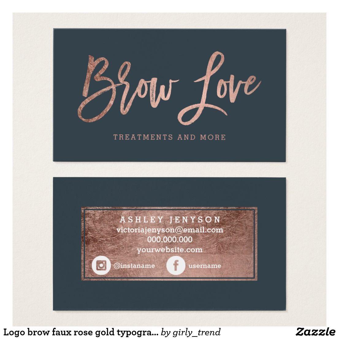 Charcoal and Gold Logo - Logo brow faux rose gold typography grey charcoal business card ...