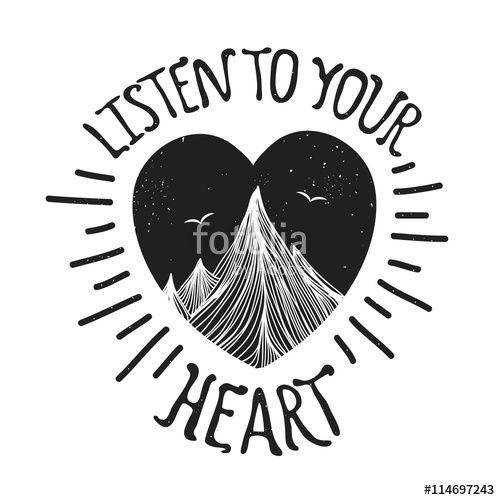 Heart Mountains Logo - Vector illustration with mountains inside the heart