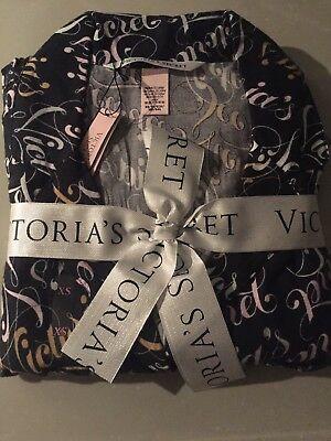 Charcoal and Gold Logo - VICTORIA'S SECRET 'THE FLANNEL' PYJAMAS CHARCOAL WHITE GOLD LOGO