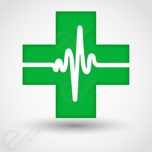 Medical Cross Logo - Free Medical cross icom with cardiogram. Free vector download PSD