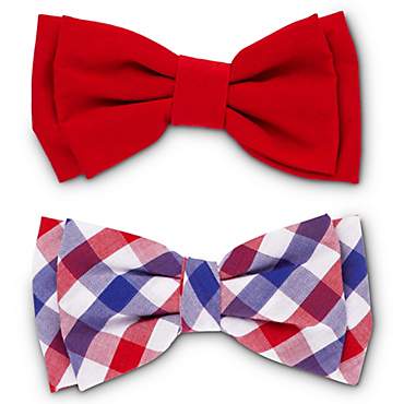 Red White Bow Tie Logo - Patriotic Pets Red White and Blue Plaid and Solid Dog Bow Tie Set