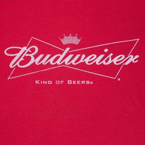 Red White Bow Tie Logo - Budweiser Red Men's White Logo T-Shirt - Quality Liquor Store