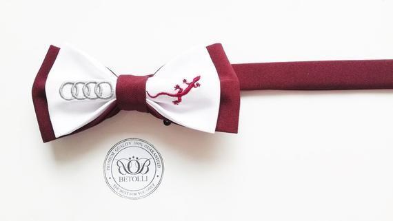 Red White Bow Tie Logo - Audi quatro Bow tie Personalized With Embroidered audi logo | Etsy