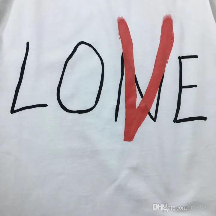 Vlone Drawings Logo - 18ss VLONE Life Lone Love T-Shirt Hand Painted Fashion Tee Men Women ...