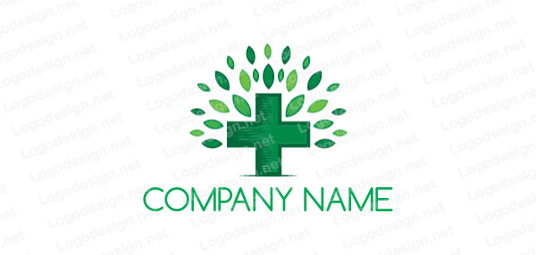 Medical Cross Logo - medical cross and leaves forming tree shape