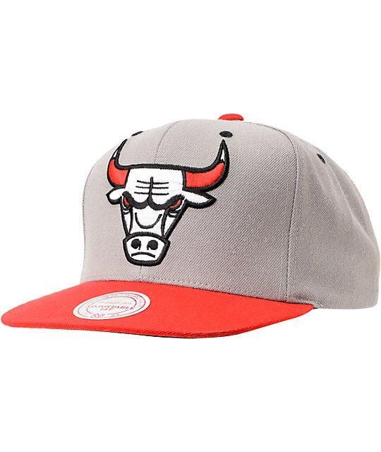 Red Arch Logo - NBA Mitchell and Ness Bulls Grey & Red Arch Logo Snapback Hat
