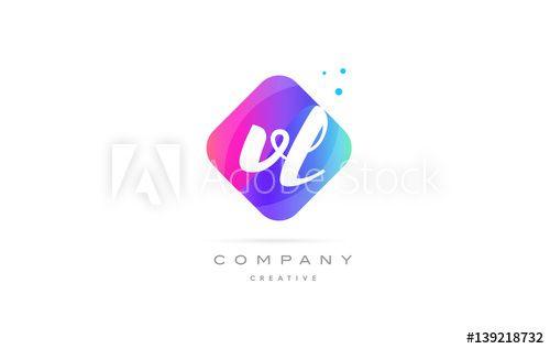 Company with VL Logo - vl v l pink blue rhombus abstract hand written company letter logo