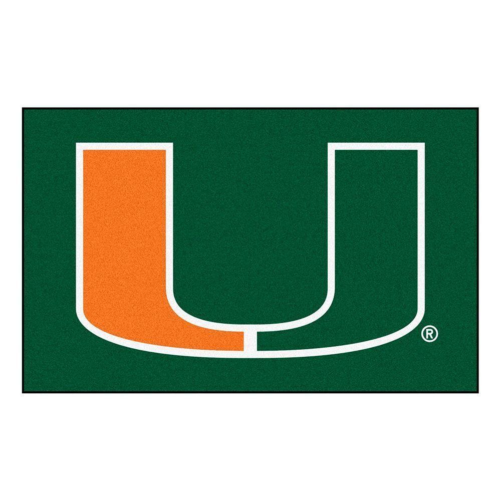 Orange and Green U Logo - Miami Hurricanes Ncaa Ulti Mat Floor Mat (5x8') U Logo. Miami