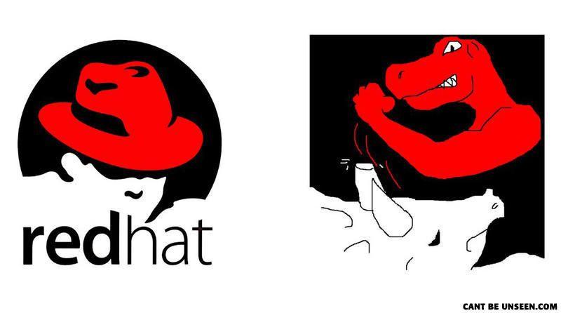 Red Hat Logo - Red Hat Dinosaurs | What Has Been Seen Cannot Be Unseen | Know Your Meme