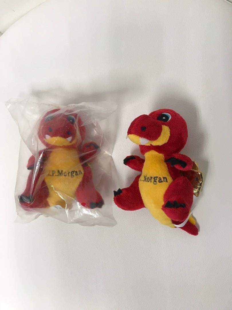 Red Dinosaur Logo - Soft toy dinosaur with JP Morgan logo. 2 available, Babies
