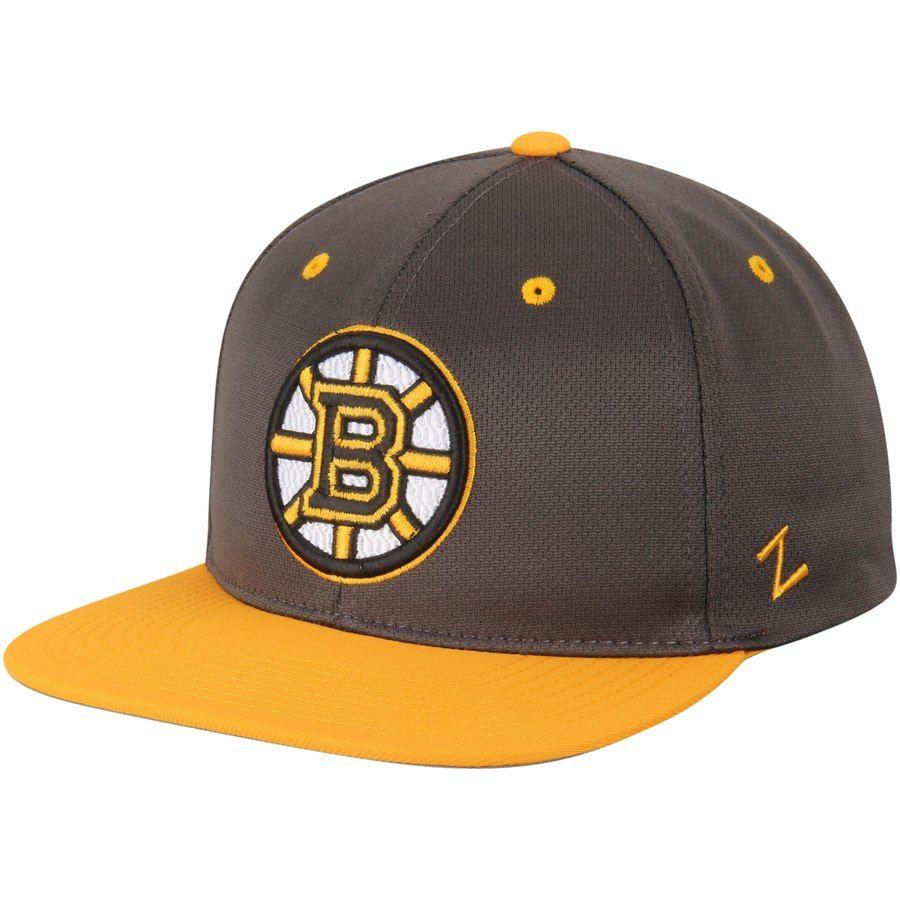 Charcoal and Gold Logo - Men's Boston Bruins Zephyr Charcoal Gold Rundown Vapor Tech Snapback