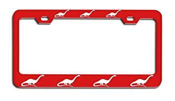 Red Dinosaur Logo - Amazon.com: Makoroni - DINOSAURS Logo Red Steel License Plate Frame ...