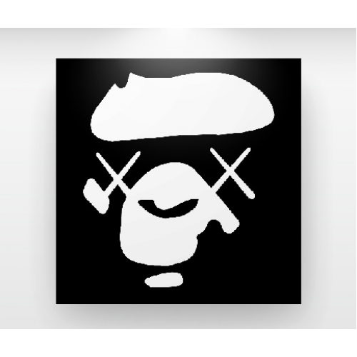 Kaws X BAPE Logo - A Bathing Ape Bape Face Kaws Canvas Art Print (Black White)
