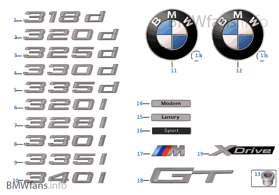 BMW 335I Logo - Emblems / letterings | BMW 3' F34 GT 335i N55 Europe