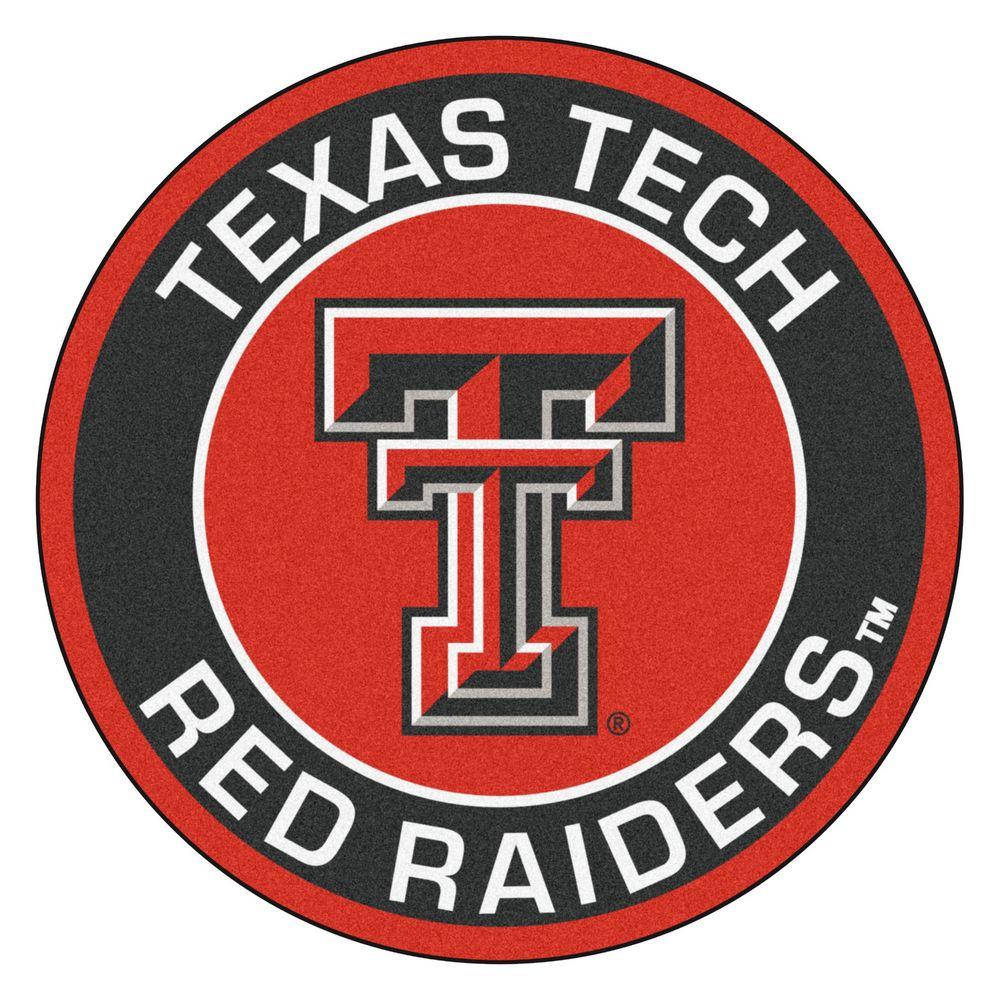 Texas Tech University Logo - FANMATS NCAA Texas Tech University Black 2 ft. x 2 ft. Round Area ...