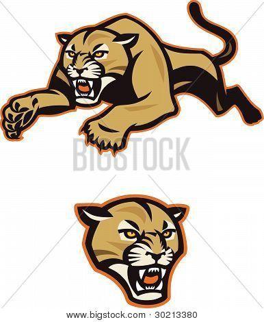 Mountain Lion Logo - Picture or Photo of Stylized, leaping cougar or mountain lion for ...