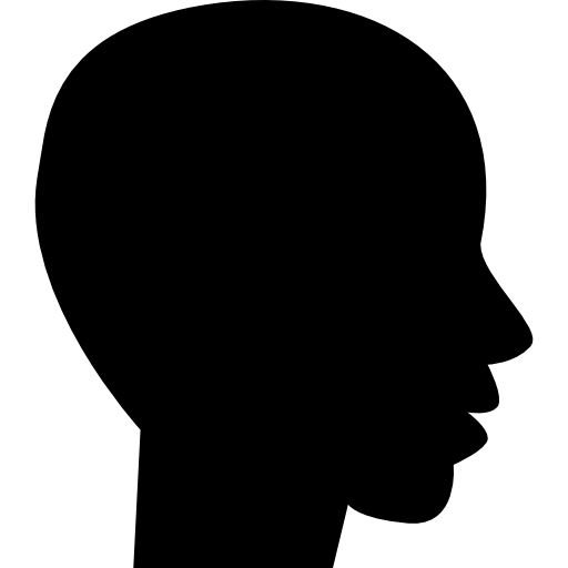 Black Silhouette Head Logo - Head side view black silhouette of male bald shape Icon. Free