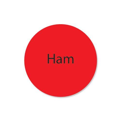 Ham Red Circle Logo - 25mm Circle DK Fl Red Ham