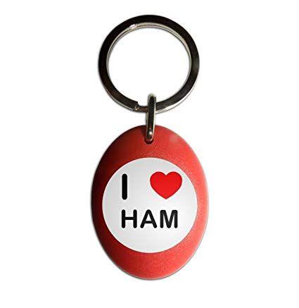Ham Red Circle Logo - Amazon.com : I Love Ham - Red Plastic Oval Key Ring : Office Products