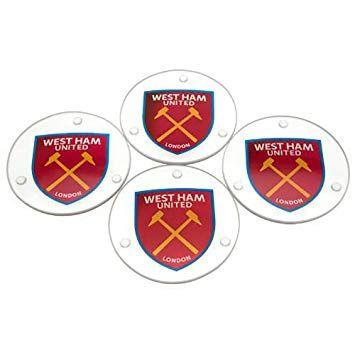 Ham Red Circle Logo - Glass Coasters Ham United F.C: Amazon.co.uk: Sports & Outdoors