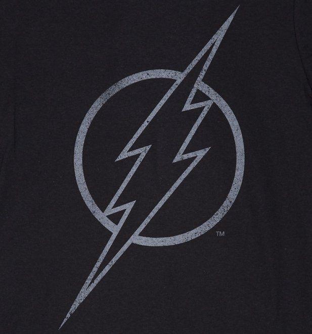 DC Flash Logo - Men's Black Flash Outline DC Comics Logo T-Shirt