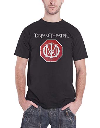 Black and Red Band Logo - Dream Theatre T Shirt Distressed Red Band Logo Official Mens Black S
