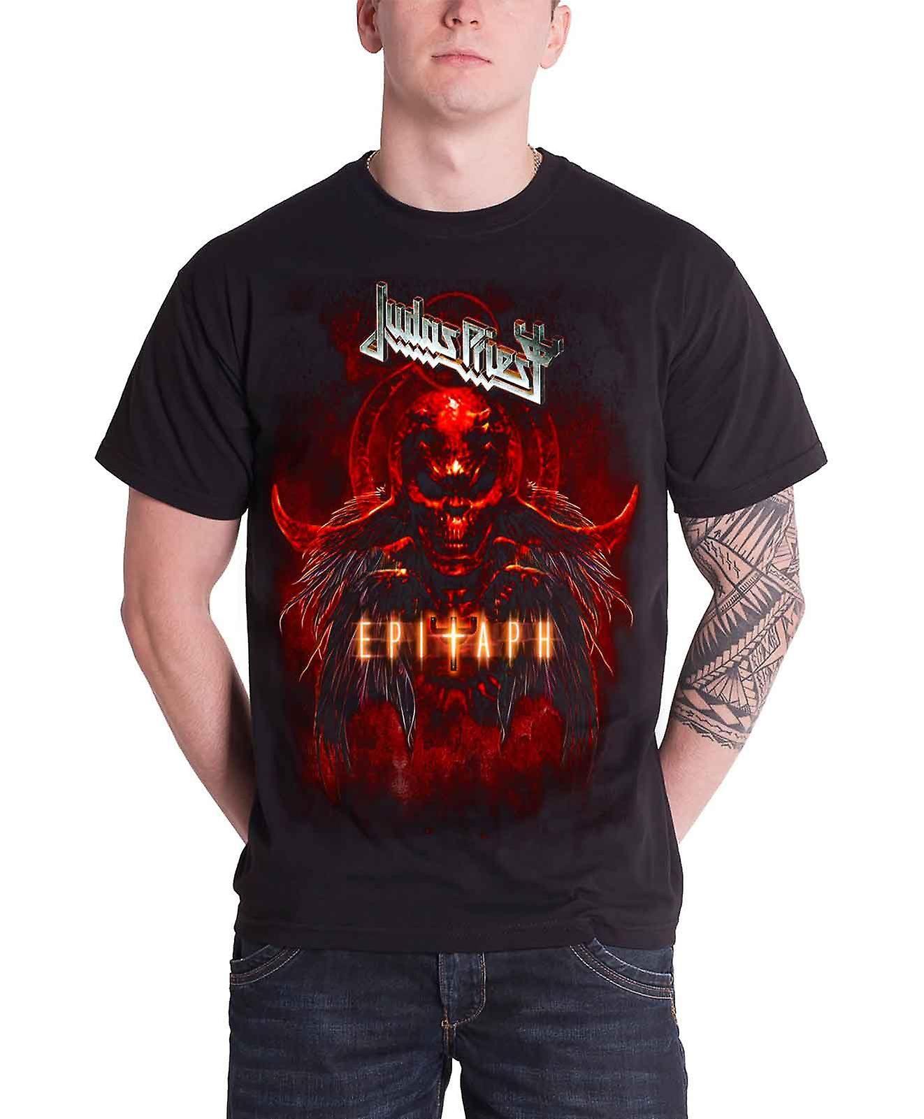 Black and Red Band Logo - Judas Priest Mens T Shirt Black Epitaph Red Horns band logo Official ...