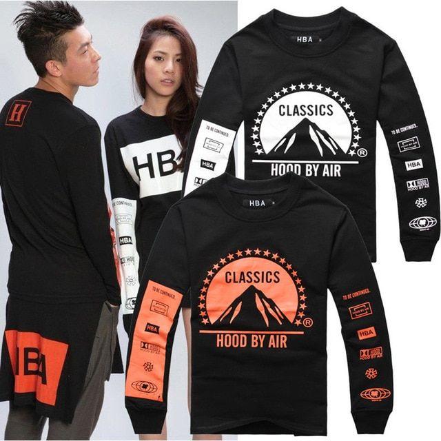 HBA Hood by Air Logo - 2014 New Tee Shirt Men Trend HBA Hood By Air Mount Fuji Stars Long ...