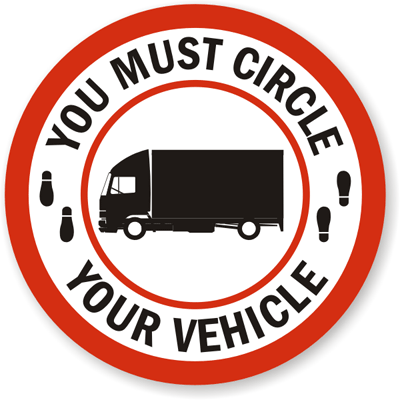 Circle Check Logo - You Must Circle, your Vehicle Label Safety Label, SKU: LB