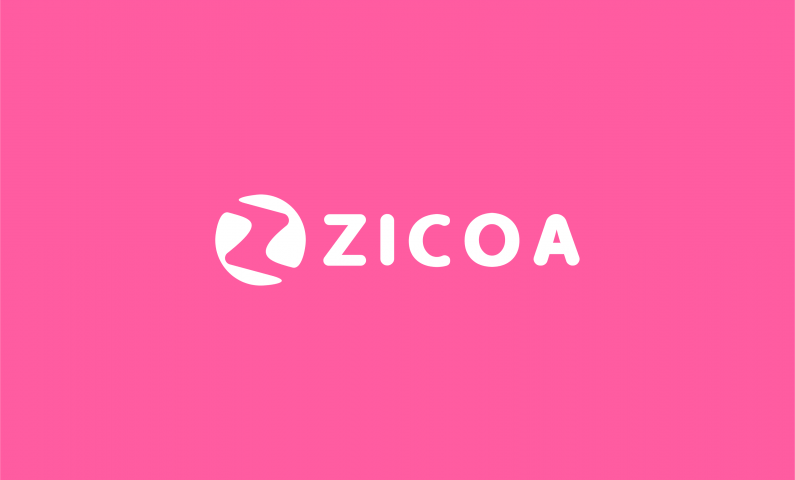 Red Letter Brand Names Logo - Zicoa is for sale - Abstract 5-letter brand name