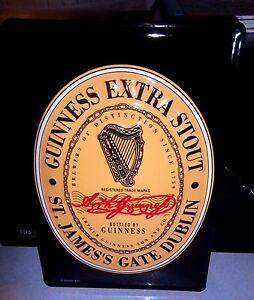 Guinness Bottle Logo - GUINNESS bottle label: EMBOSSED STEEL/METAL ADVERTISING SIGN 30x20cm ...