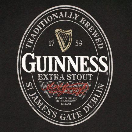 Guinness Bottle Logo - Guinness Extra Stout English Label Black Graphic Tee Shirt