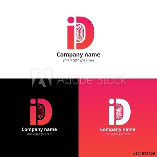 Red Letter Brand Names Logo - ID vector logo with Fingerprint template. The red letter i and d