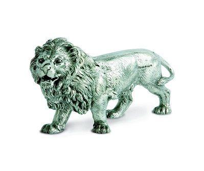 Silver Standing Lion Logo - Small sterling silver standing lion figure