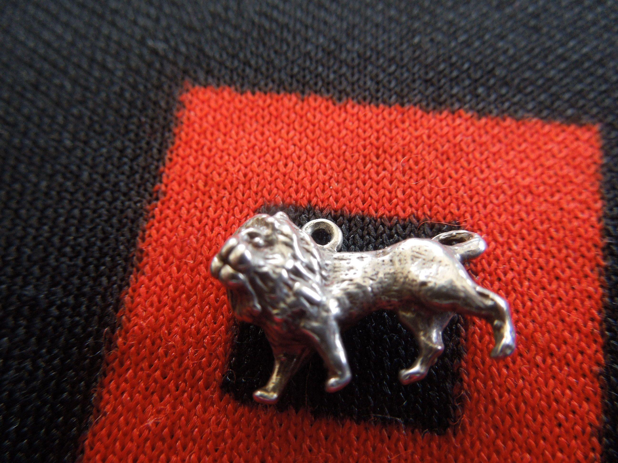 Silver Standing Lion Logo - Sterling Lion Charm Figural Standing Lion Charm for Bracelet