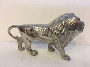 Silver Standing Lion Logo - Beautiful Regal Standing Lion Silver Cast Metal Sculpture Figurine 9