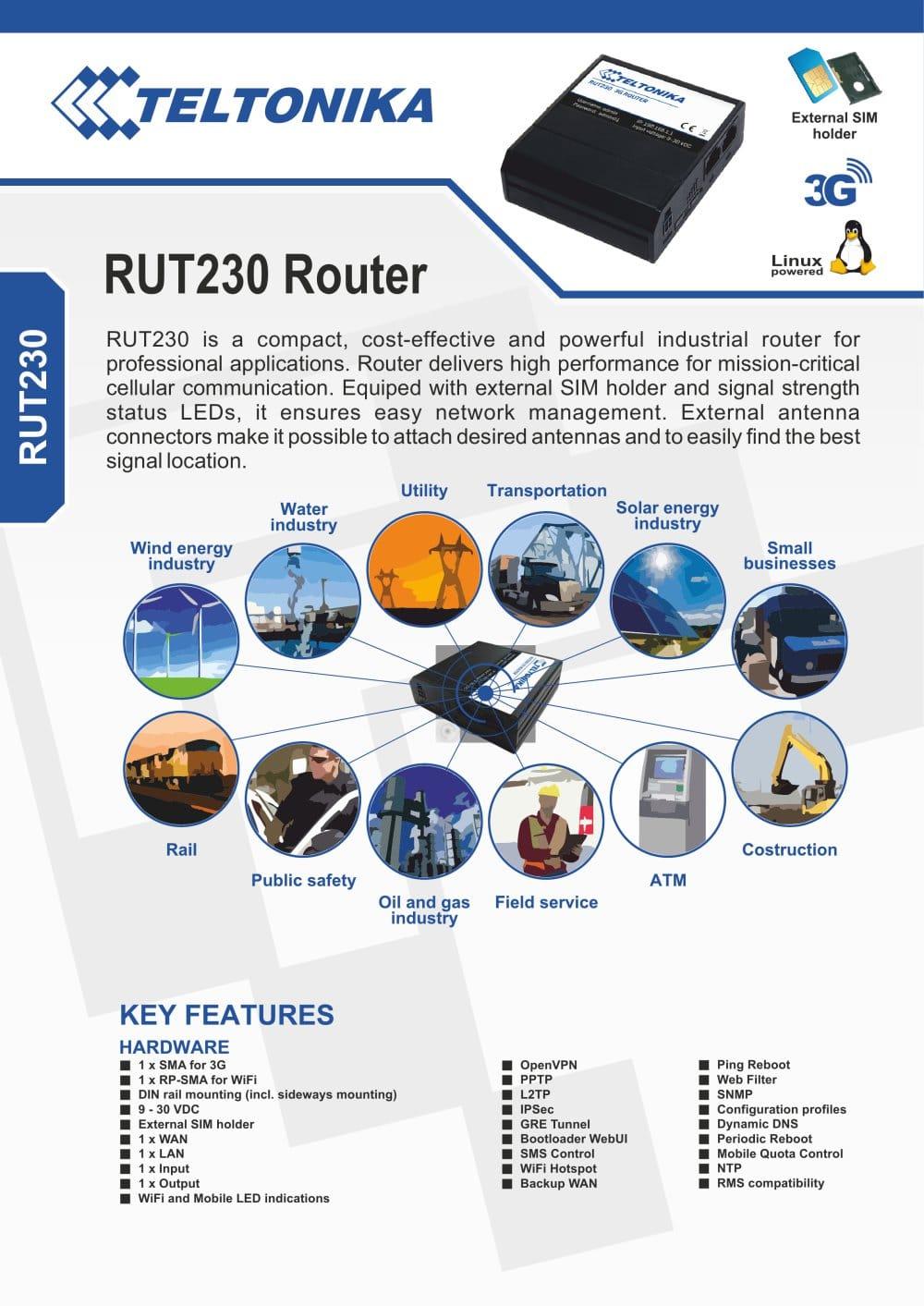 Sideways Wi-Fi Logo - RUT230 - TELTONIKA - PDF Catalogs | Technical Documentation | Brochure
