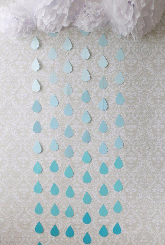 Blue Rain Drop Logo - Blue raindrop garland - Baby shower garland - Baby shower banner ...