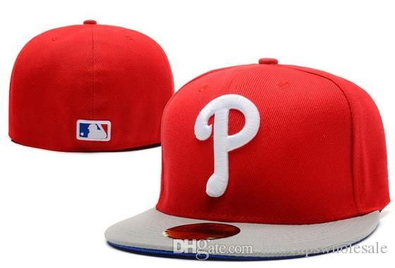 Red Letter Sports Logo - One Piece Phillies Fitted Baseball Hats Red Top Gray Brim Sports ...