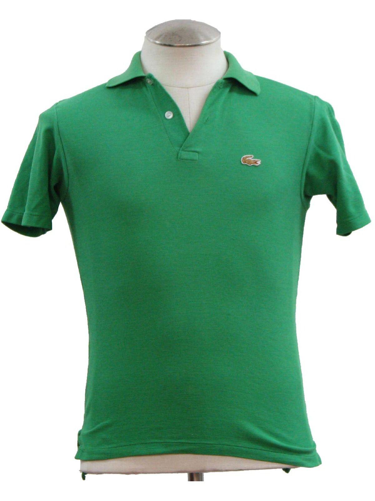 1980s Izod Logo - Eighties Izod Shirt: 80s -Izod- Mens or boys green woven cotton