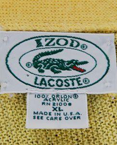 1980s Izod Logo - Mens Vintage Clothing 1980's IZOD Lacoste Cardigan XLarge @ Monster ...