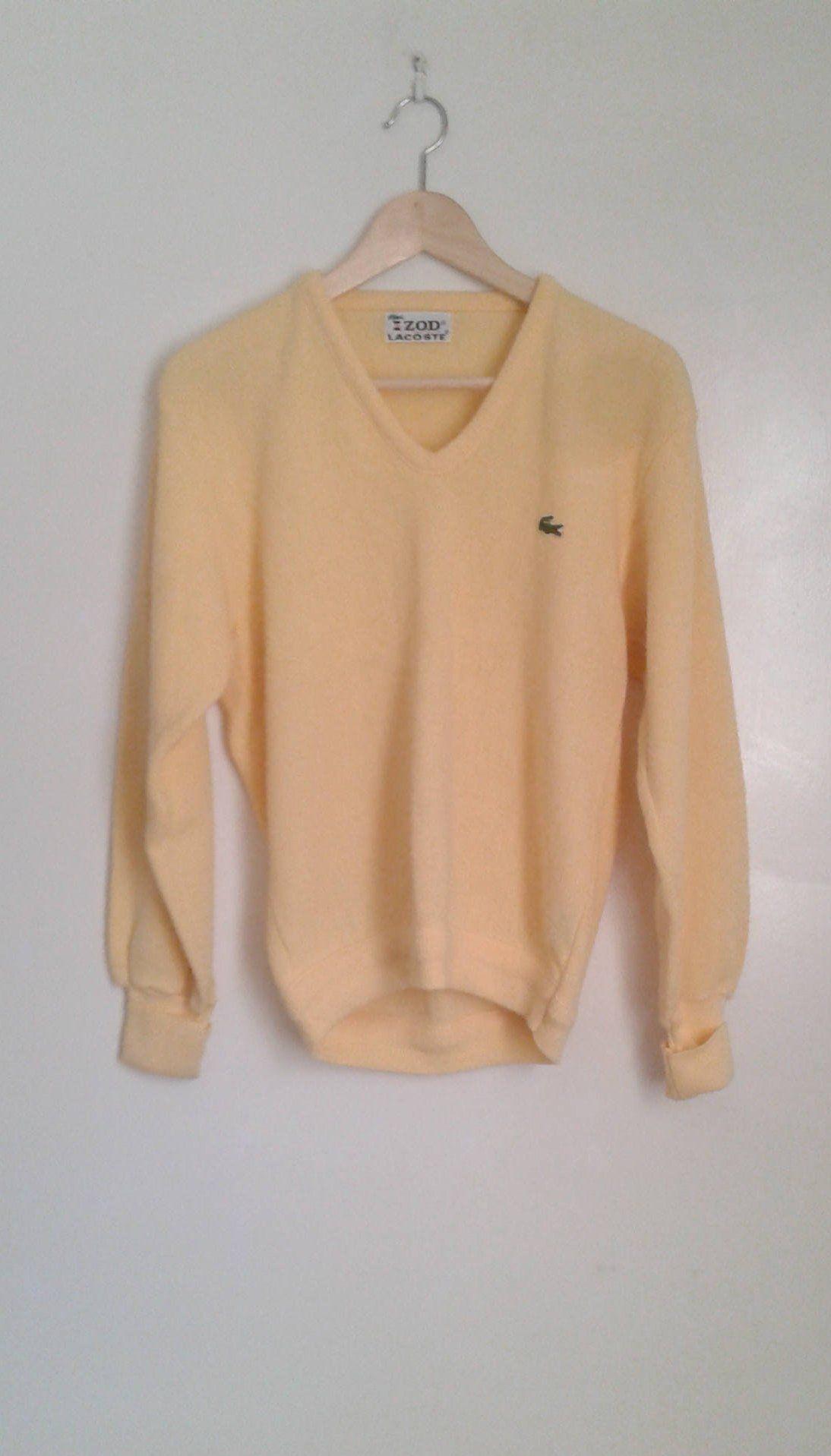 Izod Crocodile Logo - Vintage 1980's Izod Lacoste Pale Yellow V-neck Tennis Sweater ...