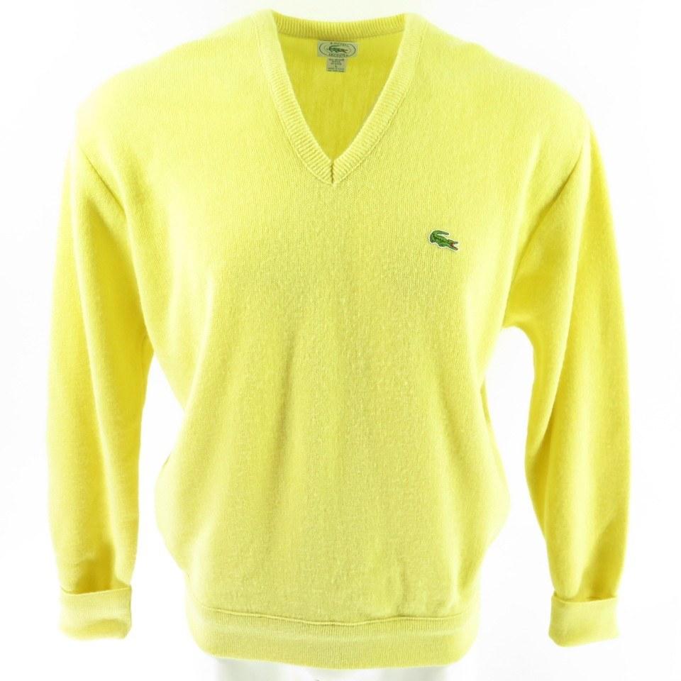 1980s Izod Logo - Vintage 80s Izod Lacoste Sweater Mens Large USA Made Yellow V Neck ...