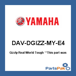 Real World Tough Yamaha Logo - Yamaha DAV-DGIZZ-MY-E4 Gizzly Real World Tough; DAVDGIZZMYE4