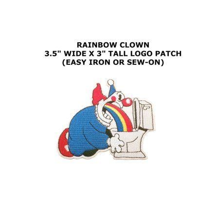 Cartoon of Walmart Logo - Clown Throwing Up Rainbows Embroidered Iron Sew On Comics Cartoon