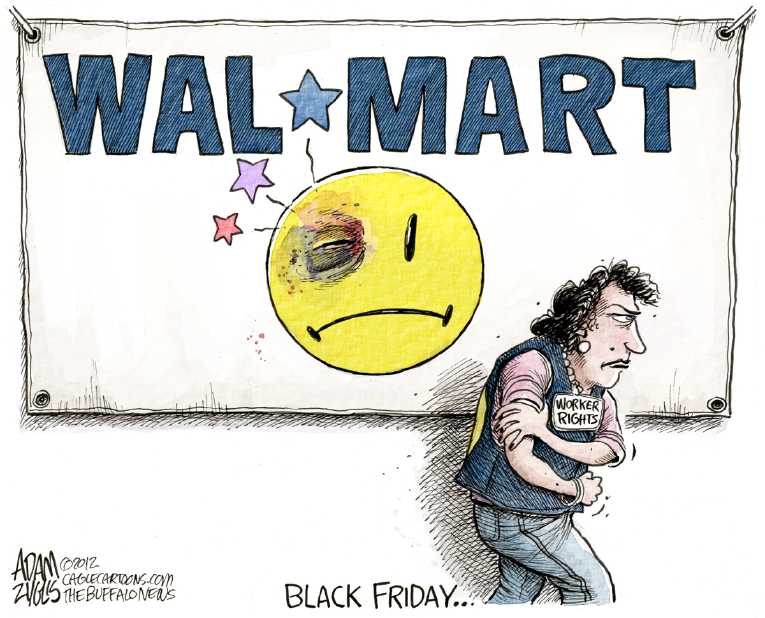 Cartoon of Walmart Logo - Political Cartoon on 'Walmart Under Fire'