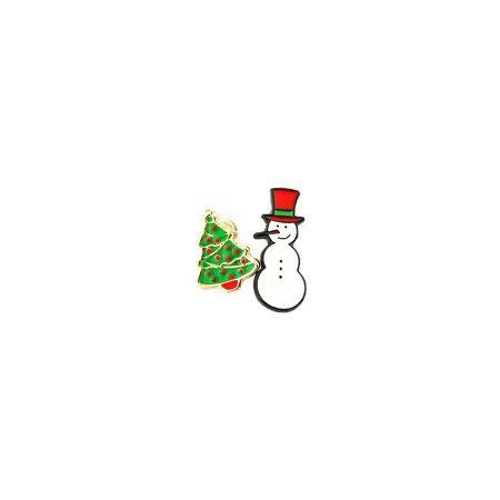 Cartoon of Walmart Logo - Christmas Tree & Snowman Silver Tone Cartoon Comic Logo Post ...