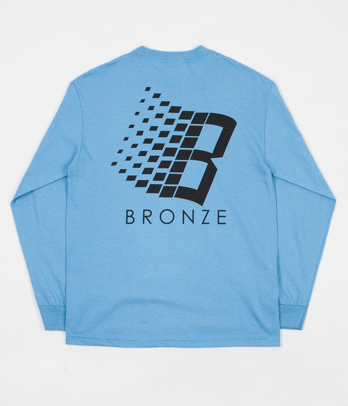 Blue and Bronze Logo - Bronze 56K Classic Logo Long Sleeve T Shirt / Black